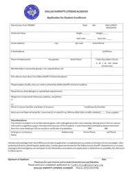 Document preview: Citizens Academy Application for Student Enrollment - Dallas County, Texas
