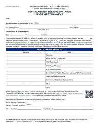 Document preview: Form GCI-1032A Ifsp Transition Meeting Invitation Prior Written Notice - Arizona
