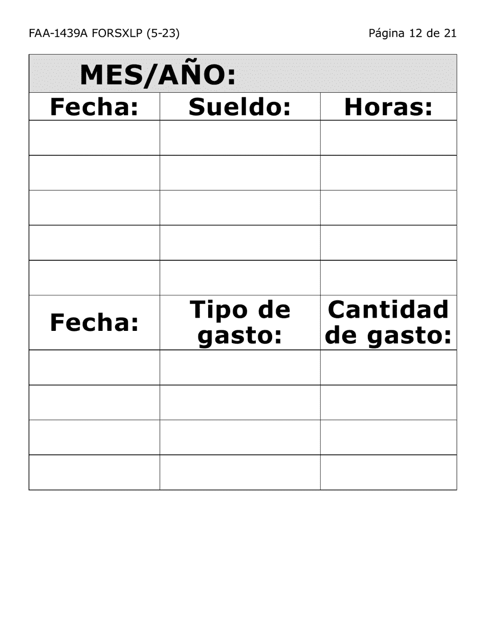 Formulario FAA-1439A-SXLP Declaracion De Sueldo De Empleo Por Cuenta Propia - Extra Letra Grande) - Arizona (Spanish), Page 12