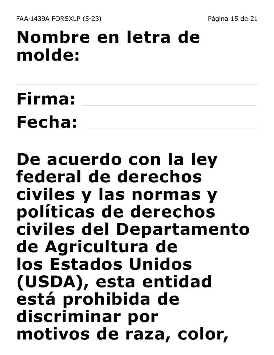 Formulario FAA-1439A-SXLP Declaracion De Sueldo De Empleo Por Cuenta Propia - Extra Letra Grande) - Arizona (Spanish), Page 15