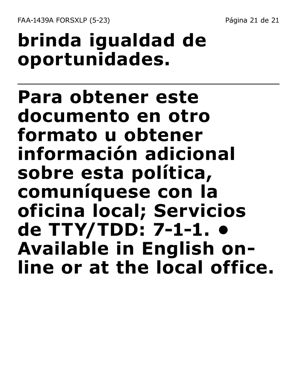 Formulario FAA-1439A-SXLP Declaracion De Sueldo De Empleo Por Cuenta Propia - Extra Letra Grande) - Arizona (Spanish), Page 21