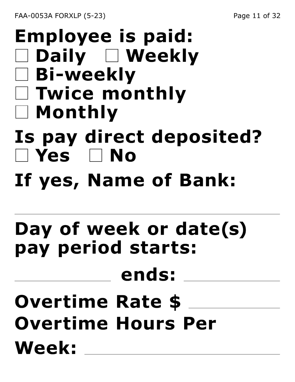 Form FAA-0053A-XLP Verification of New / Current Employment (Extra Large Print) - Arizona, Page 11