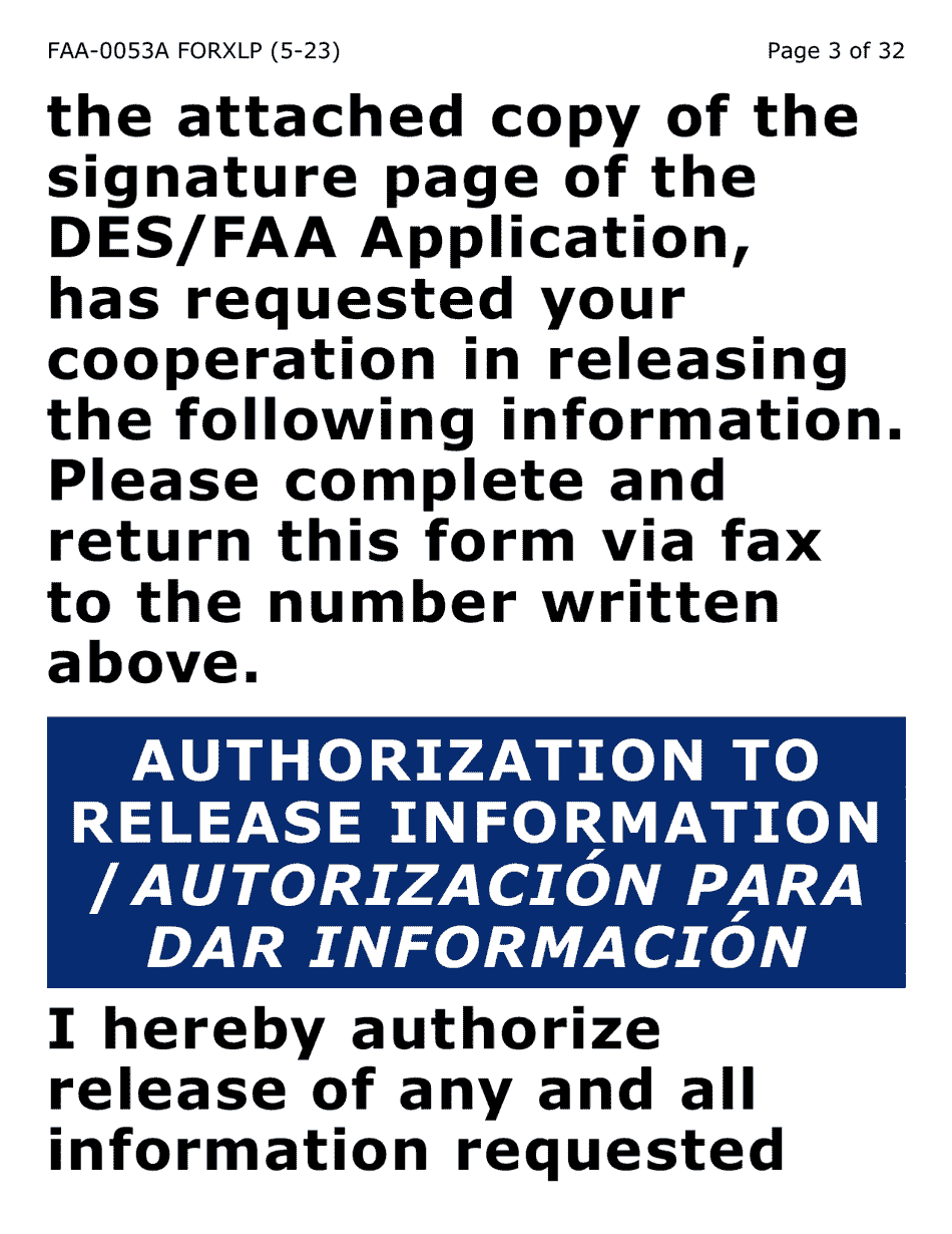Form FAA-0053A-XLP Verification of New / Current Employment (Extra Large Print) - Arizona, Page 3