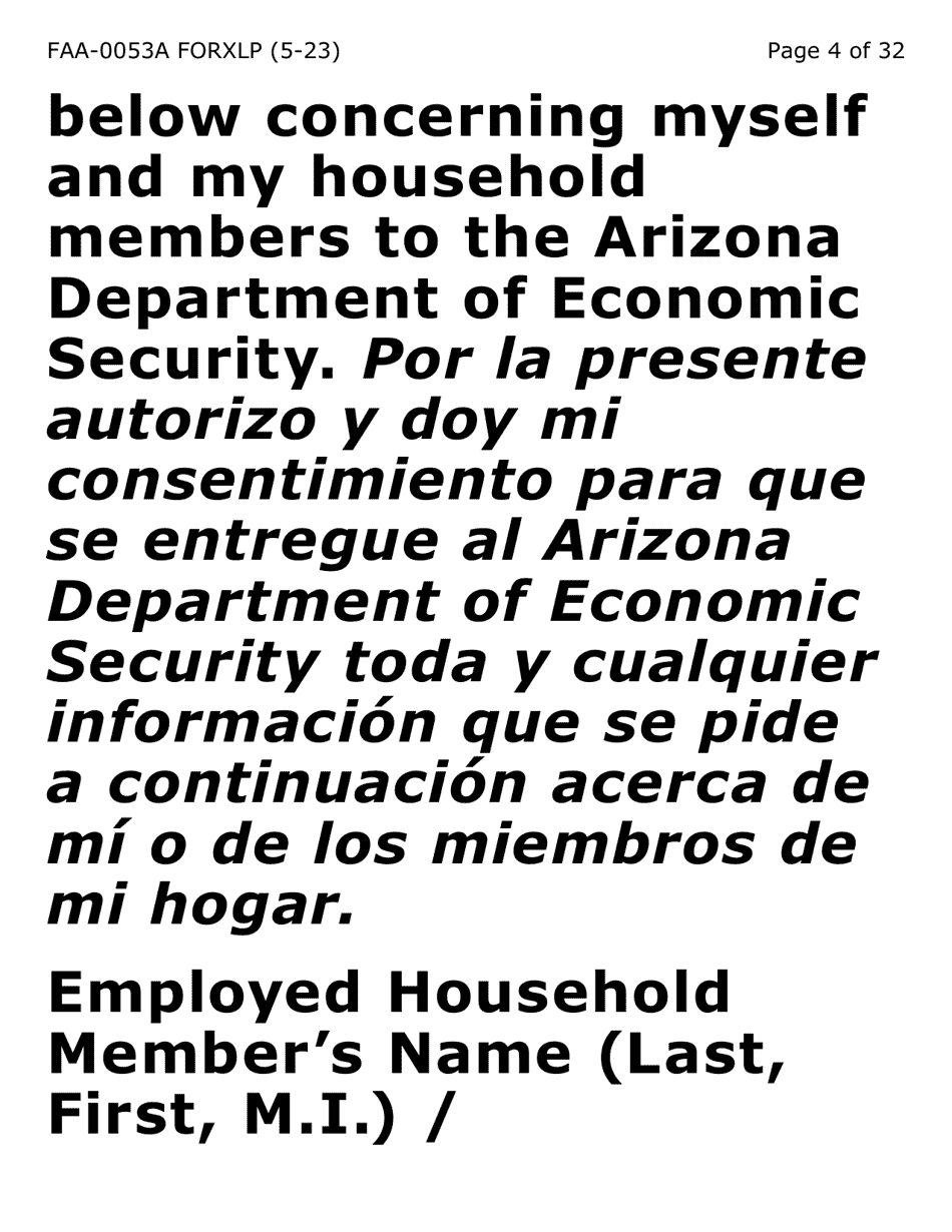 Form FAA-0053A-XLP Verification of New / Current Employment (Extra Large Print) - Arizona, Page 4