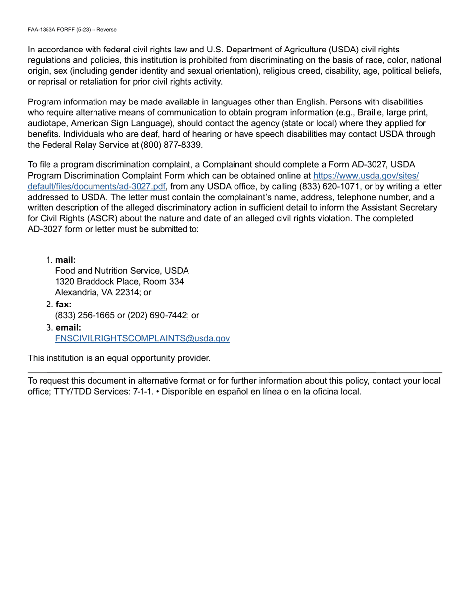 Form FAA-1353A Affidavit Attesting Citizenship for Cash Assistance and Nutrition Assistance - Arizona, Page 2
