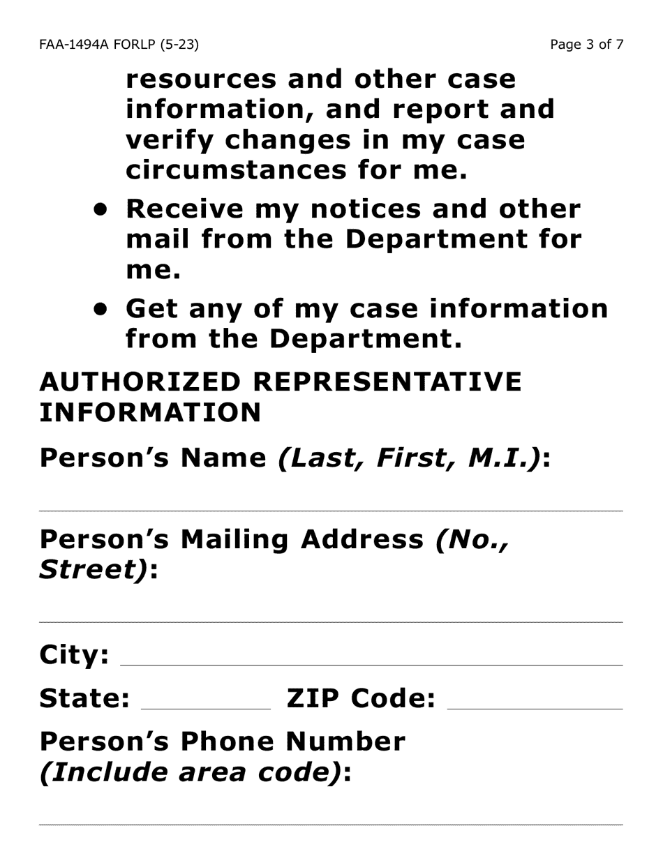 Form FAA-1494A-LP Authorized Representative Removal (Large Print) - Arizona, Page 3