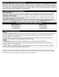 Form DCH-0569-MX-AUTH Application for Apostilled/Authenticated Copy - Michigan Marriage Record - Michigan, Page 2