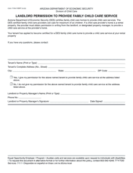 Document preview: Form CCA-1175A Landlord Permission to Provide Family Child Care Service - Arizona