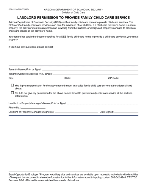 Form CCA-1175A  Printable Pdf
