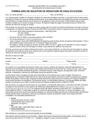 Document preview: Formulario FAA-1768A Formulario De Solicitud De Reduccion De Pago En Exceso - Arizona (Spanish)