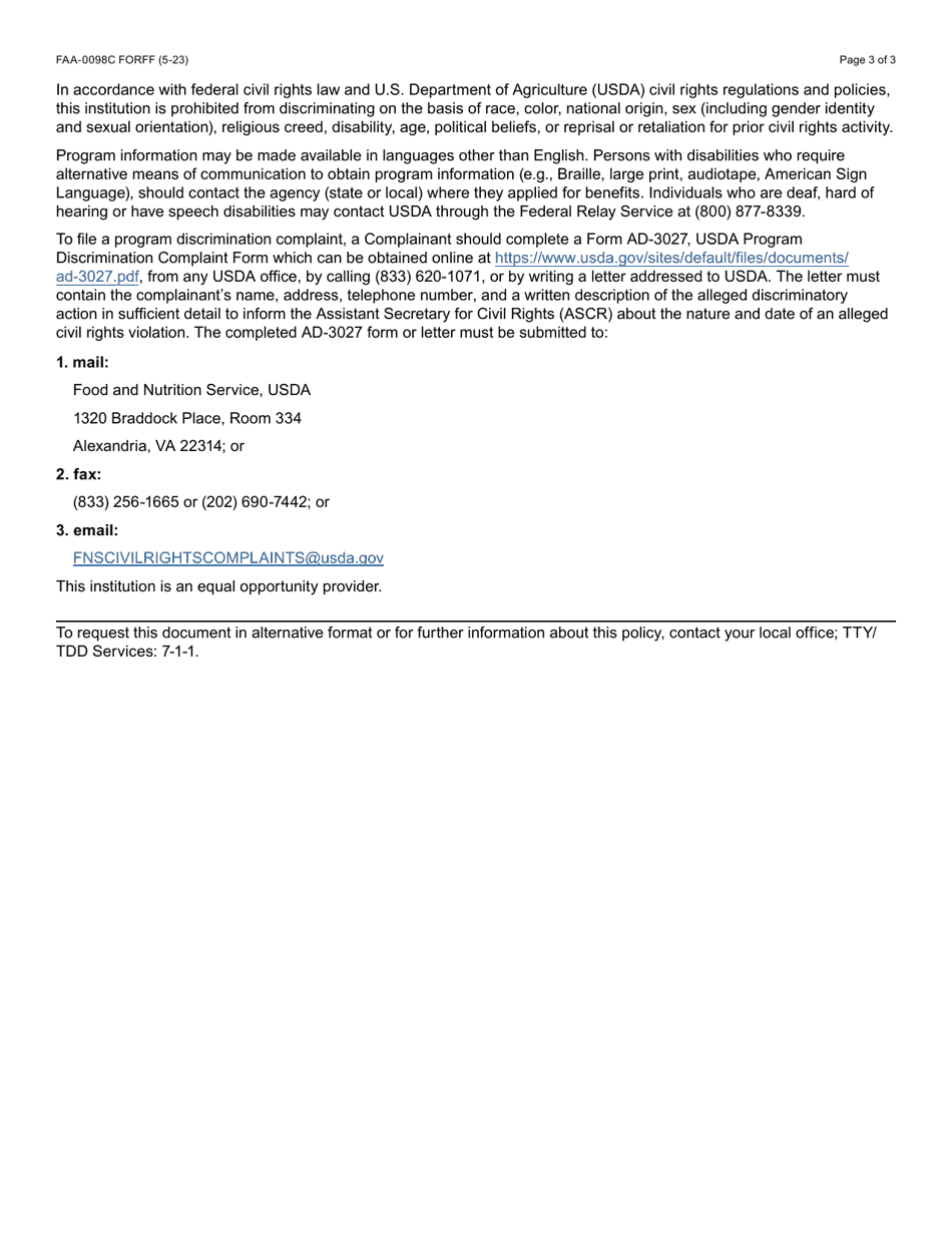 Form FAA-0098C Ebt Transaction Adjustment Hearing Request - Arizona, Page 3
