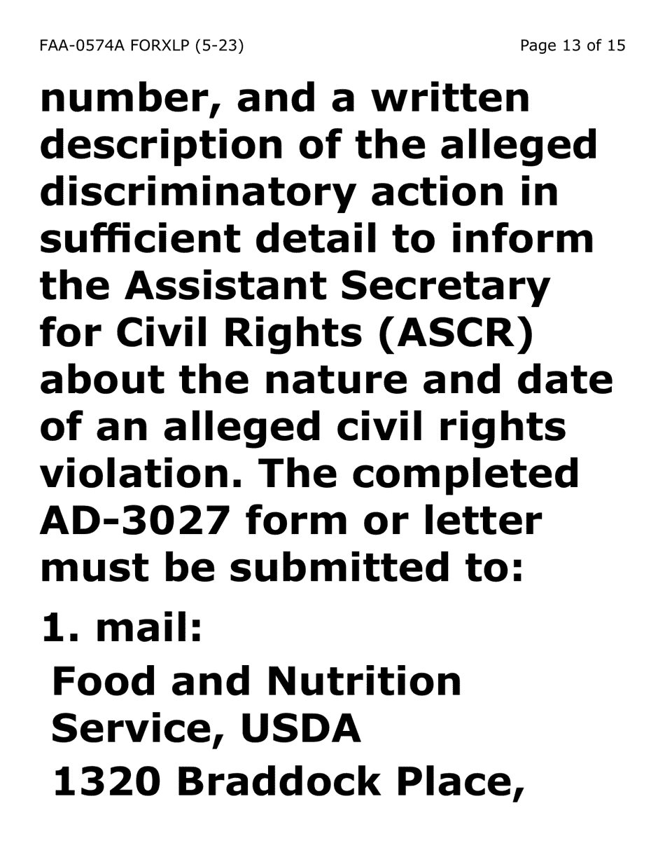 Form FAA-0574A-XLP Withdrawal or Stop Benefits / Appeal Request - Extra Large Print - Arizona, Page 13