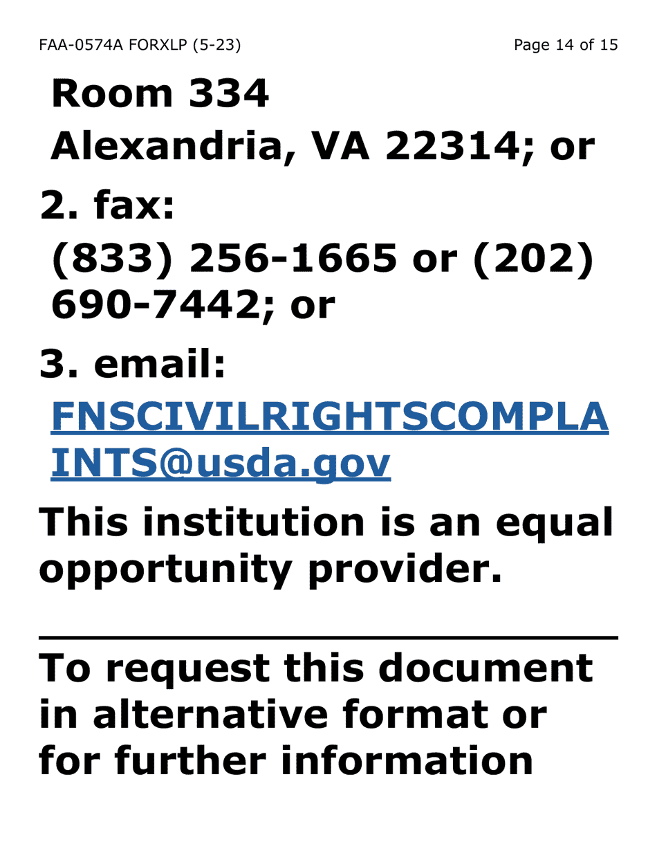Form FAA-0574A-XLP Withdrawal or Stop Benefits / Appeal Request - Extra Large Print - Arizona, Page 14