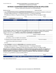 Document preview: Formulario FAA-0574A Retirar O Suspender Beneficios/Solicitud De Apelacion - Arizona (Spanish)