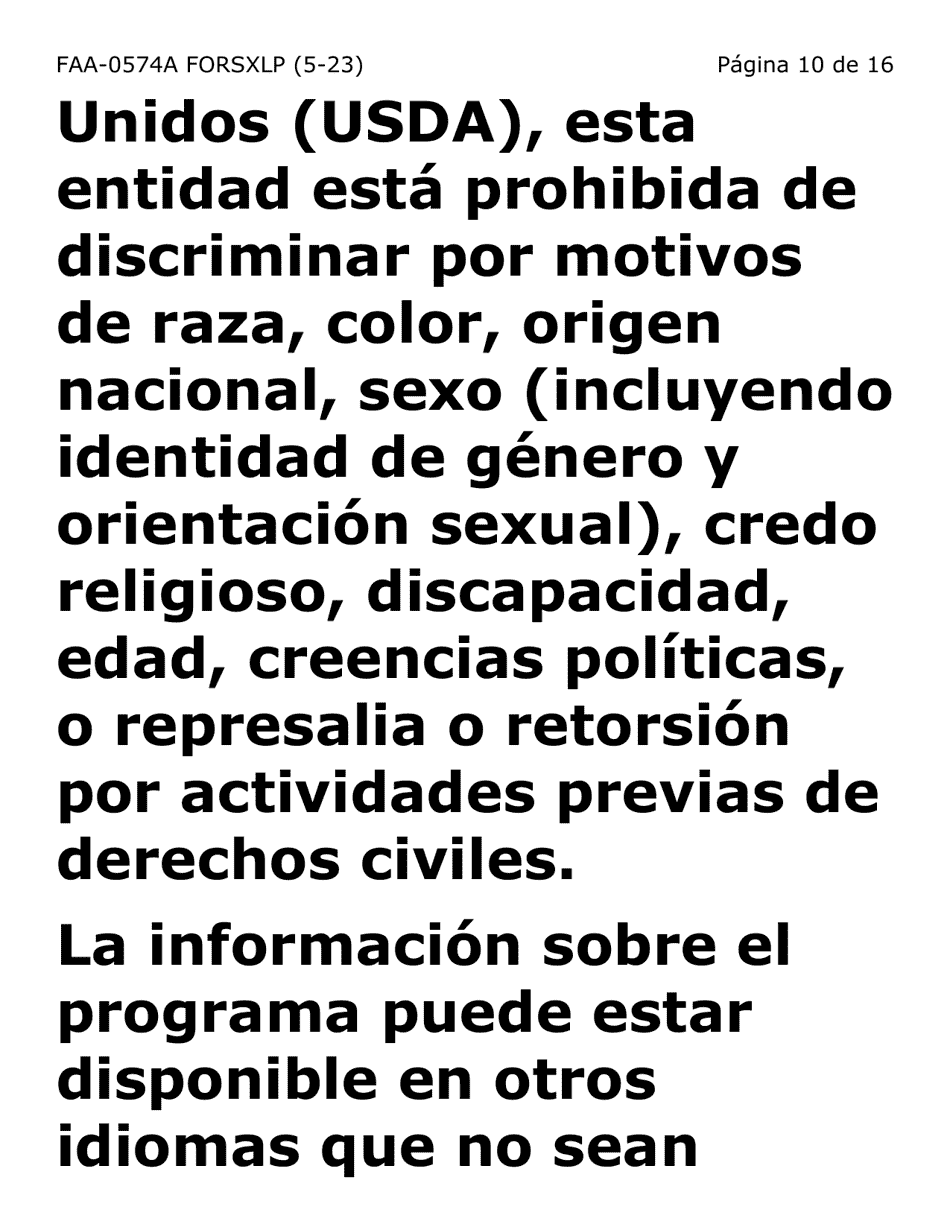 Formulario FAA-0574A-SXLP Retirar O Suspender Beneficios / Solicitud De Apelacion - Extra Letra Grande - Arizona (Spanish), Page 10