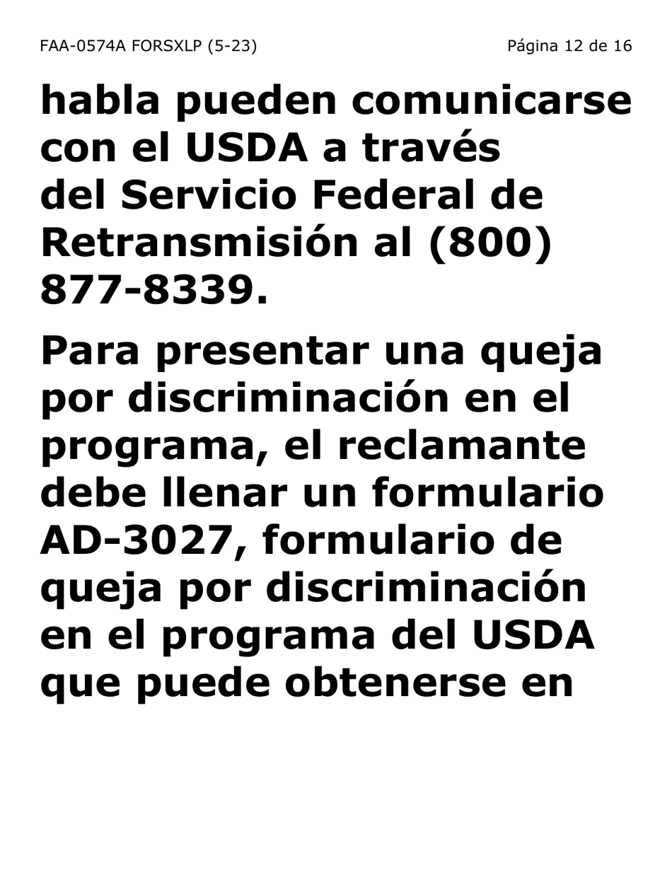 Formulario FAA-0574A-SXLP Retirar O Suspender Beneficios / Solicitud De Apelacion - Extra Letra Grande - Arizona (Spanish), Page 12