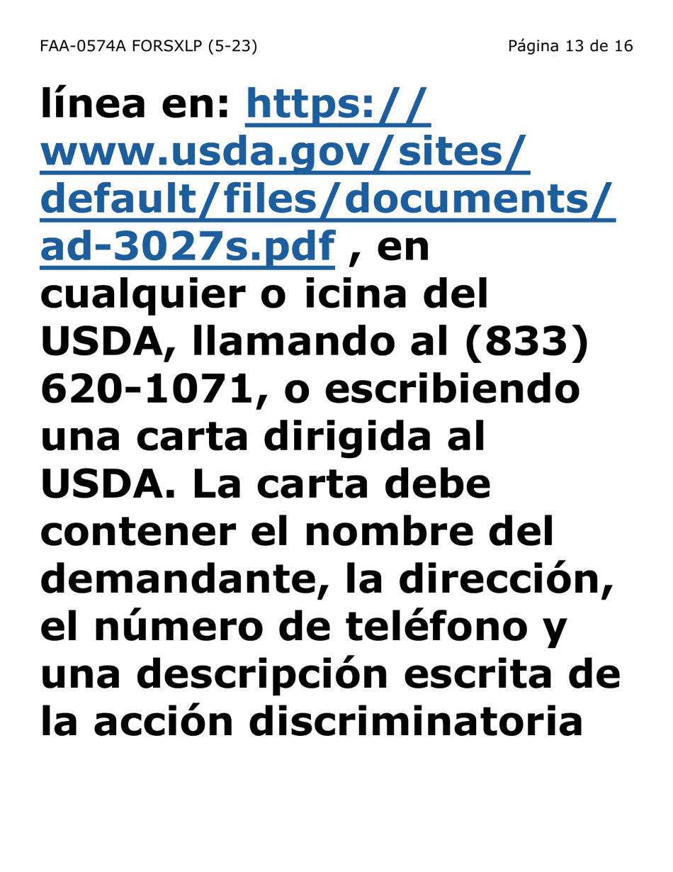 Formulario FAA-0574A-SXLP Retirar O Suspender Beneficios / Solicitud De Apelacion - Extra Letra Grande - Arizona (Spanish), Page 13