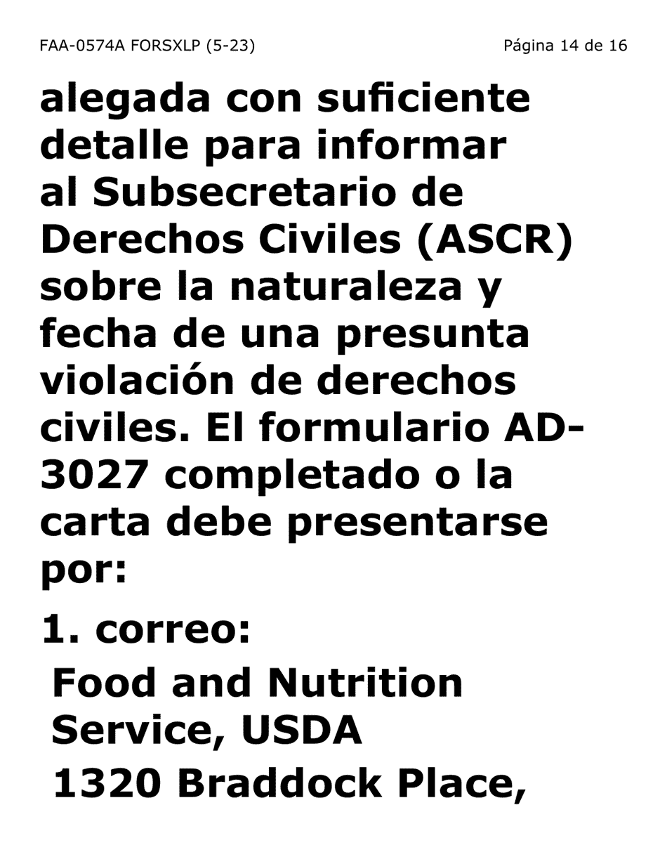 Formulario FAA-0574A-SXLP Retirar O Suspender Beneficios / Solicitud De Apelacion - Extra Letra Grande - Arizona (Spanish), Page 14