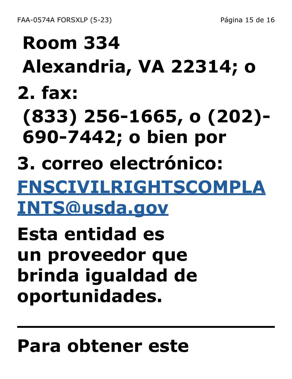 Formulario FAA-0574A-SXLP Retirar O Suspender Beneficios / Solicitud De Apelacion - Extra Letra Grande - Arizona (Spanish), Page 15