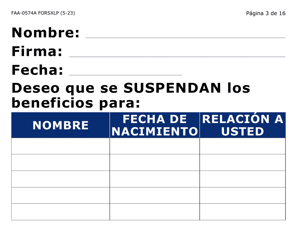 Formulario FAA-0574A-SXLP Retirar O Suspender Beneficios / Solicitud De Apelacion - Extra Letra Grande - Arizona (Spanish), Page 3
