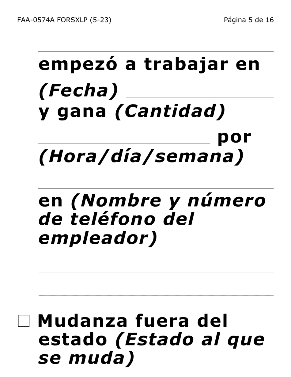 Formulario FAA-0574A-SXLP Retirar O Suspender Beneficios / Solicitud De Apelacion - Extra Letra Grande - Arizona (Spanish), Page 5