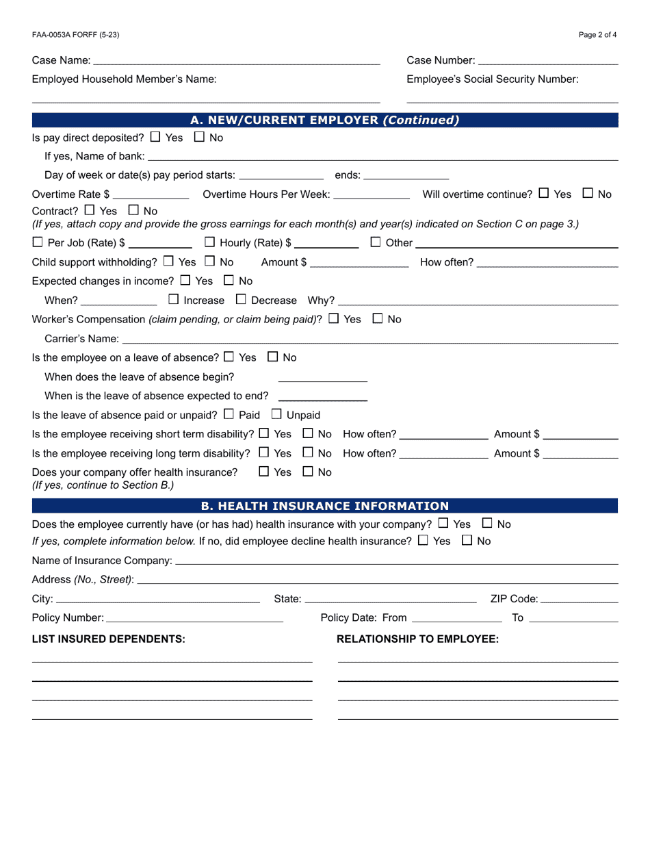 Form FAA-0053A Verification of New / Current Employment - Arizona (English / Spanish), Page 2