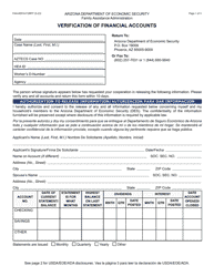 Form FAA-0051A Verification of Financial Accounts - Arizona (English/Spanish)