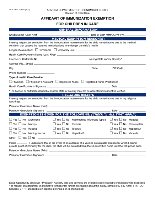 Form CCA-1164A  Printable Pdf