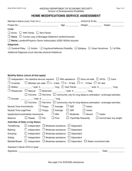 Form DDD-1678A Home Modifications Service Assessment - Arizona