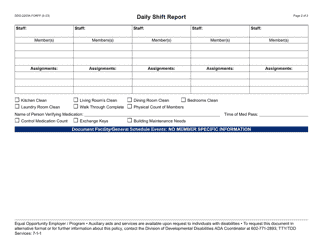 Form DDD-2203A Daily Shift Log - Arizona, Page 2