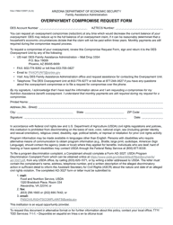 Document preview: Form FAA-1768A Overpayment Compromise Request Form - Arizona