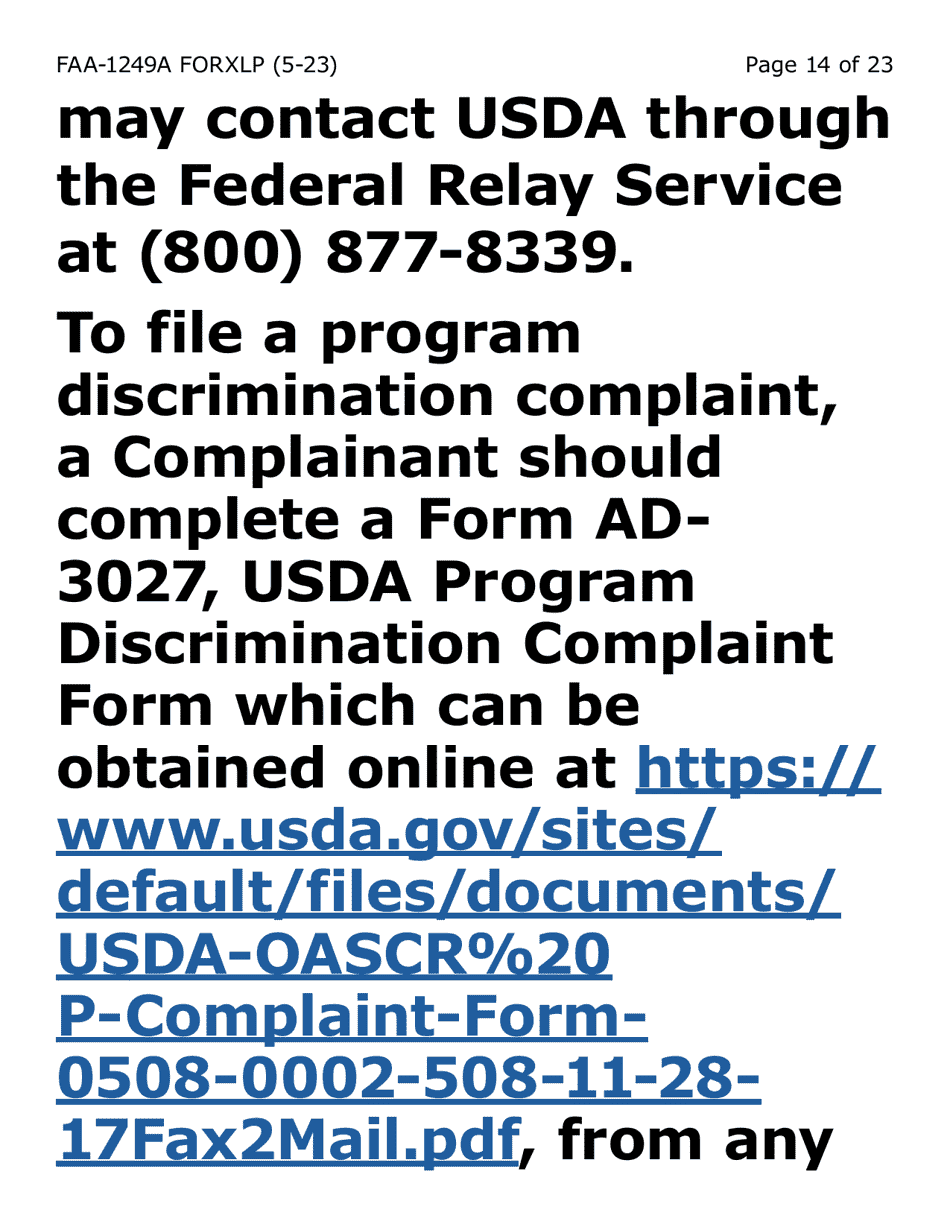 Form FAA-1249A-XLP Verification of Disability (Extra Large Print) - Arizona (English / Spanish), Page 14