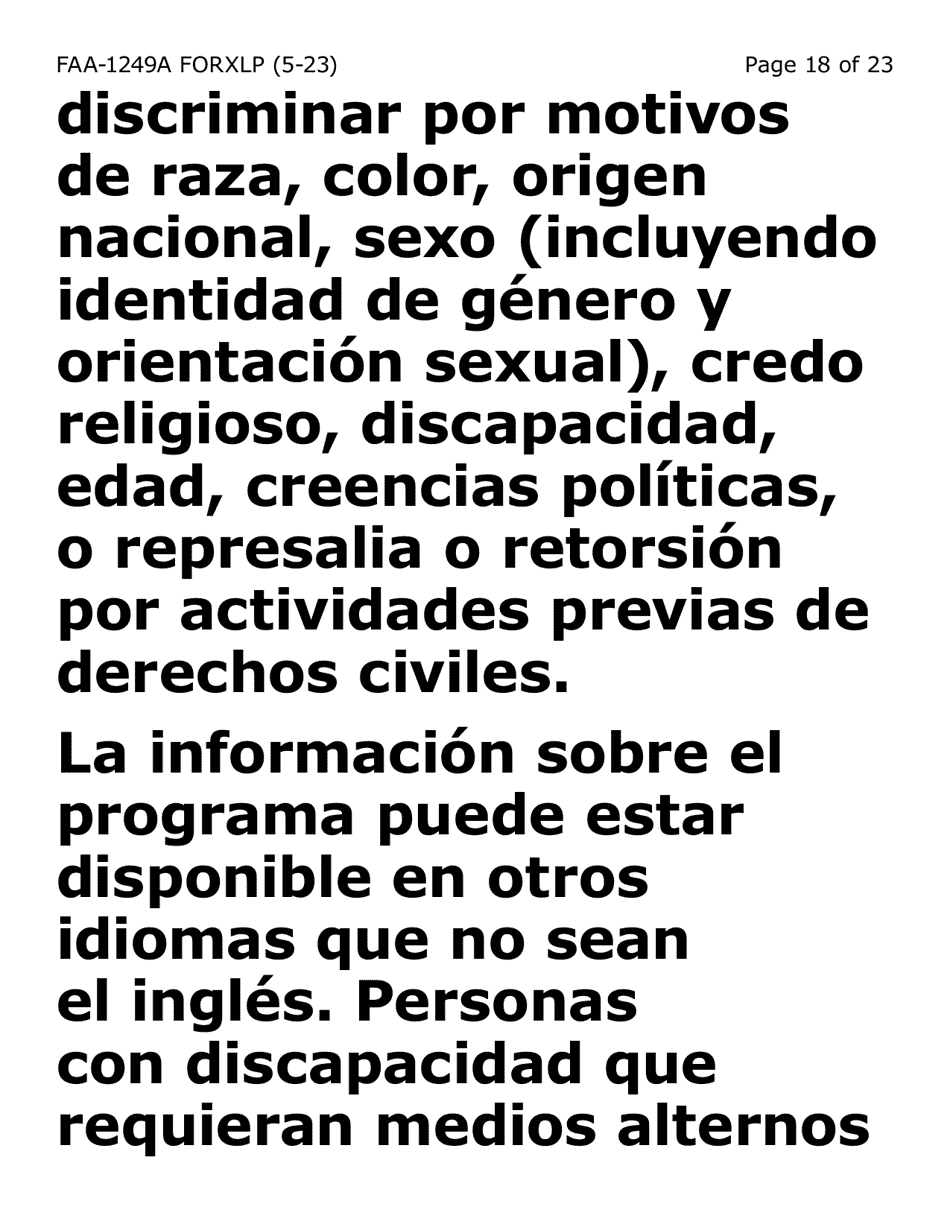 Form FAA-1249A-XLP Verification of Disability (Extra Large Print) - Arizona (English / Spanish), Page 18