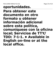 Form FAA-1249A-XLP Verification of Disability (Extra Large Print) - Arizona (English/Spanish), Page 23