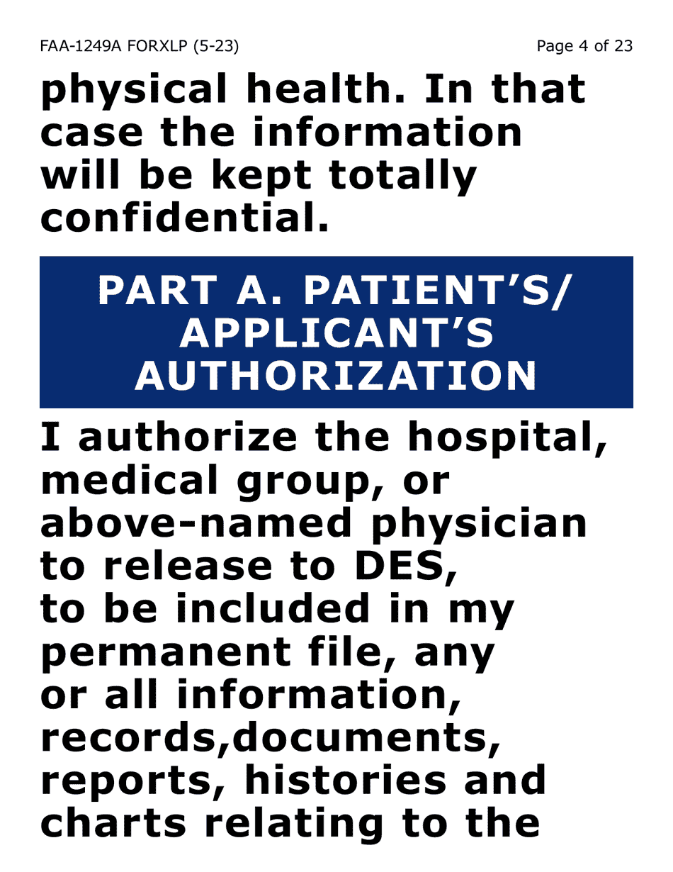 Form FAA-1249A-XLP Verification of Disability (Extra Large Print) - Arizona (English / Spanish), Page 4