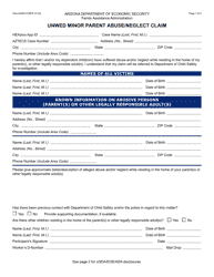 Form FAA-0259A Unwed Minor Parent Abuse/Neglect Claim - Arizona