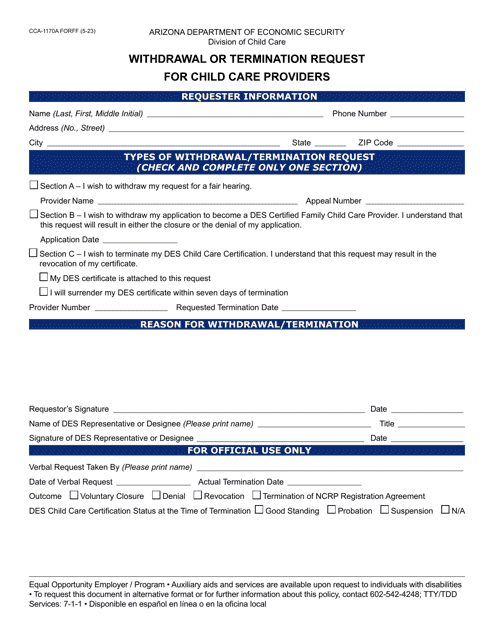 Form CCA-1170A  Printable Pdf
