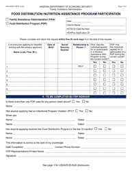 Document preview: Form FAA-0559A Food Distribution/Nutrition Assistance Program Participation - Arizona