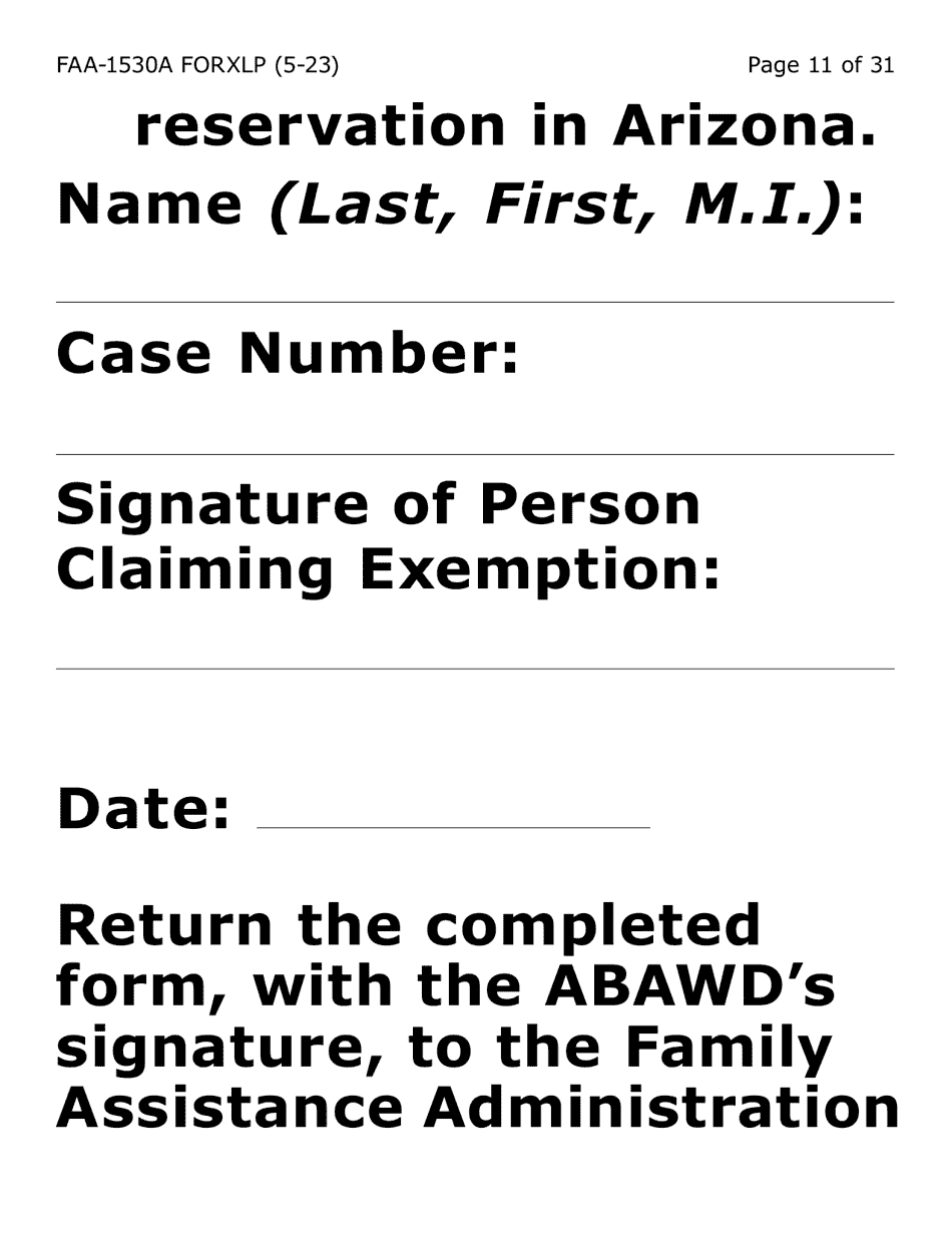 Form FAA-1530A-XLP Abawd Participation and Referral (Extra Large Print) - Arizona, Page 11