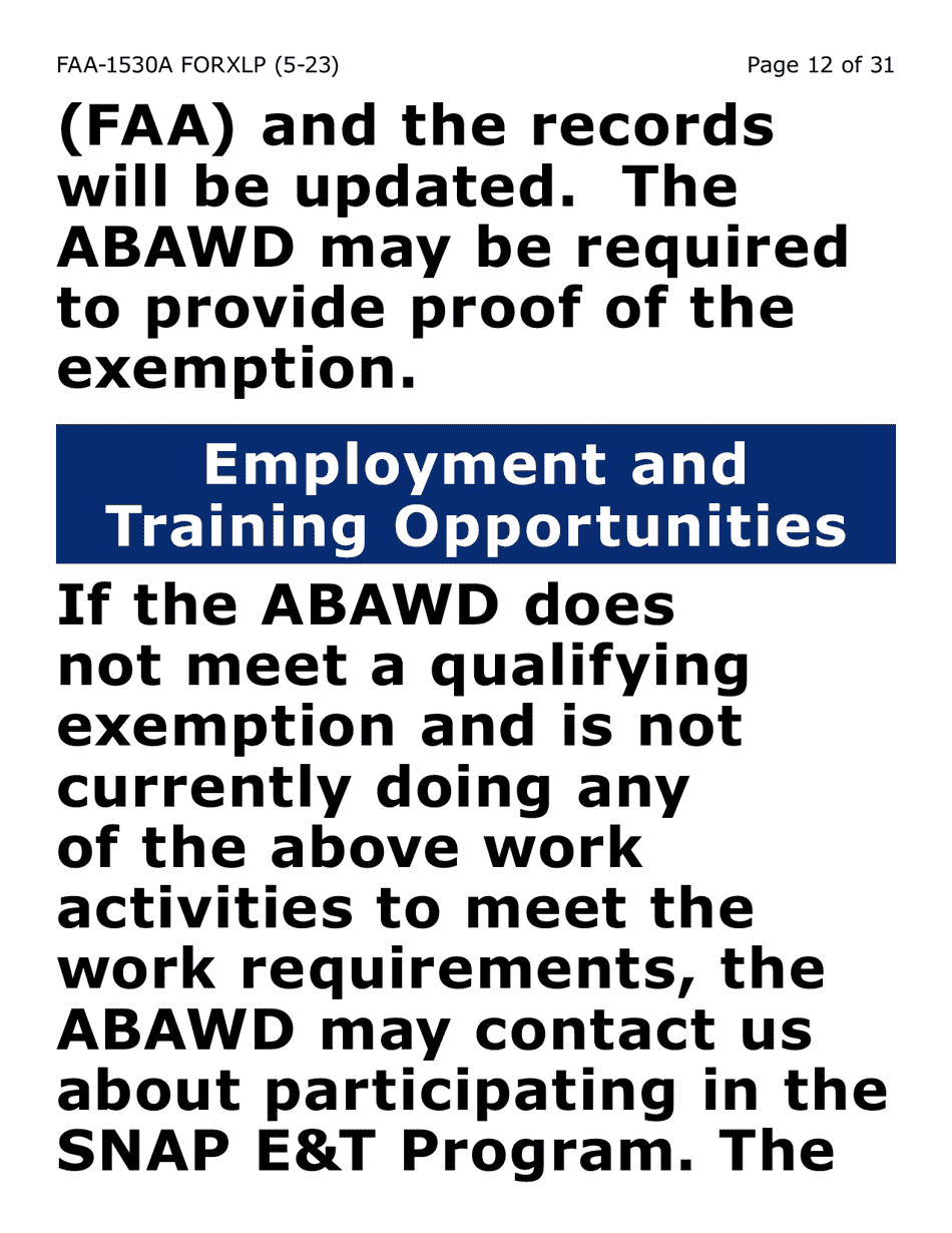 Form FAA-1530A-XLP Abawd Participation and Referral (Extra Large Print) - Arizona, Page 12
