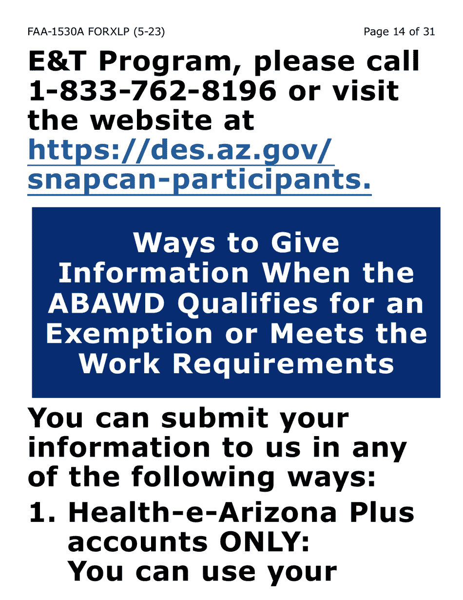 Form FAA-1530A-XLP Abawd Participation and Referral (Extra Large Print) - Arizona, Page 14