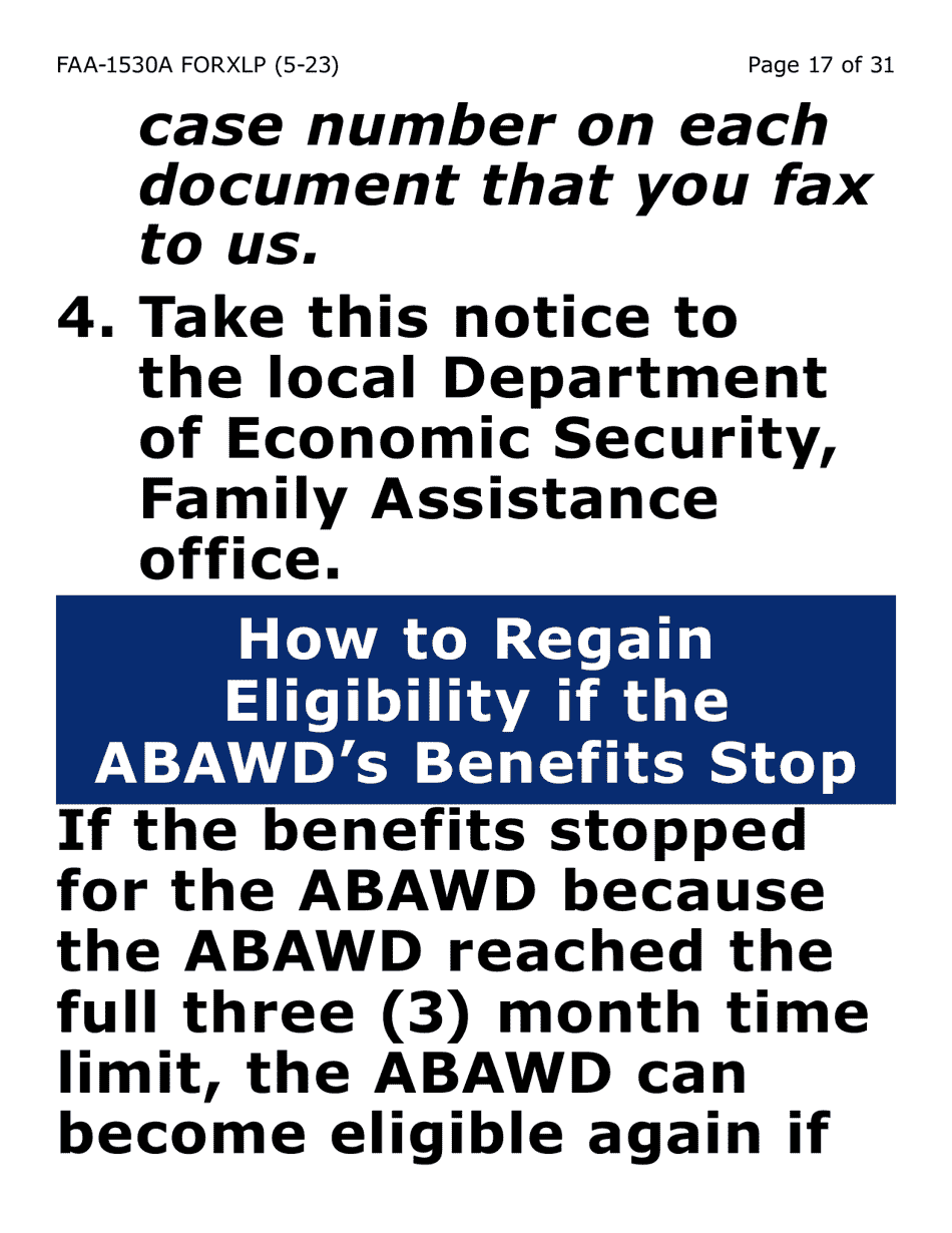 Form FAA-1530A-XLP Abawd Participation and Referral (Extra Large Print) - Arizona, Page 17
