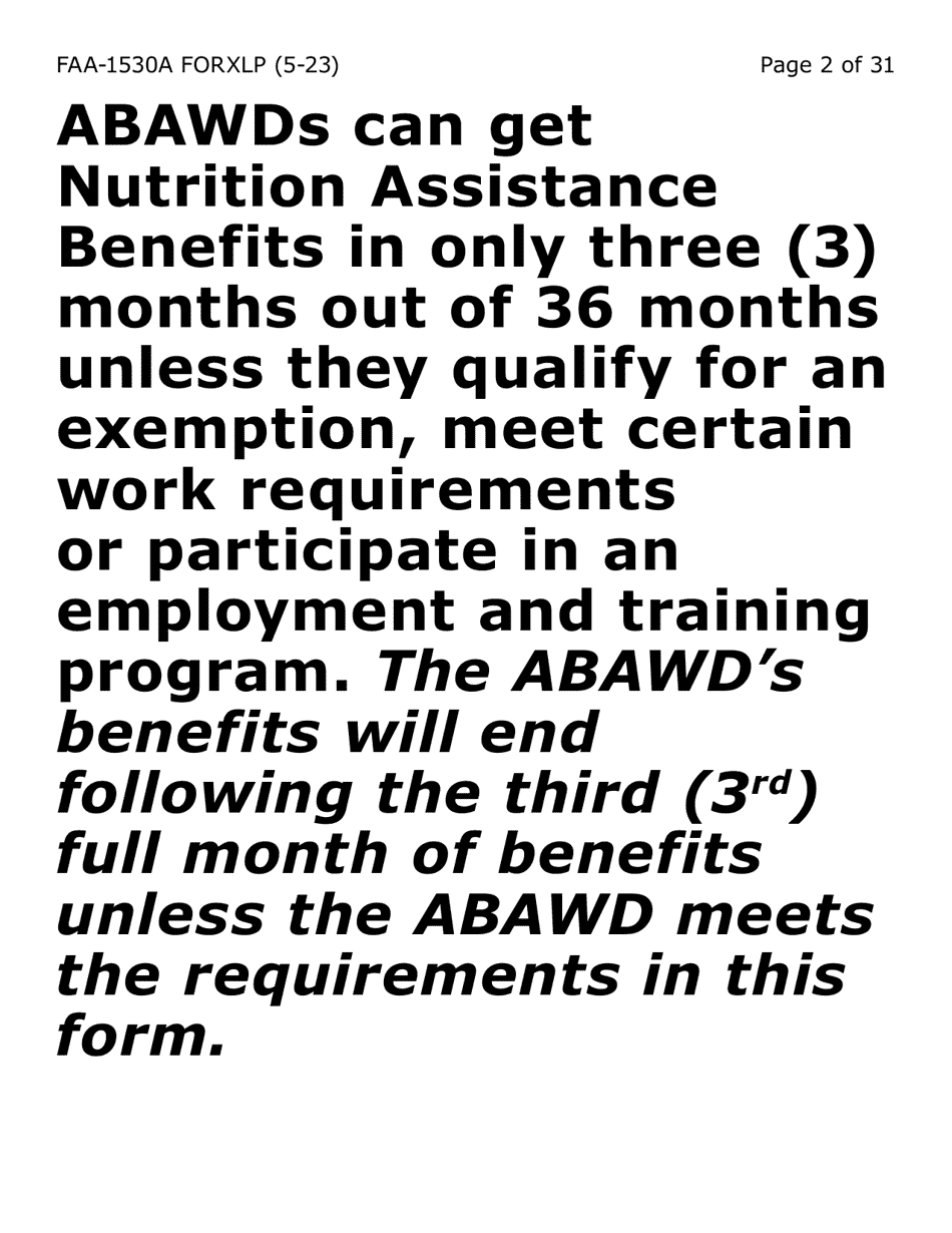 Form FAA-1530A-XLP Abawd Participation and Referral (Extra Large Print) - Arizona, Page 2