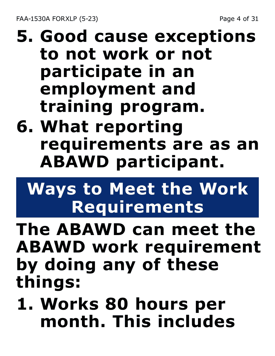 Form FAA-1530A-XLP Abawd Participation and Referral (Extra Large Print) - Arizona, Page 4
