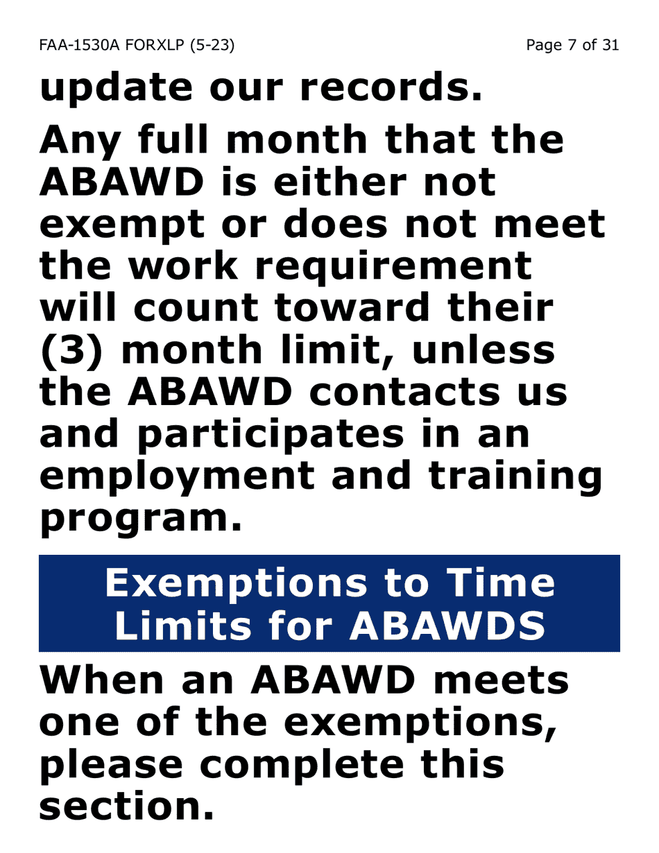 Form FAA-1530A-XLP Abawd Participation and Referral (Extra Large Print) - Arizona, Page 7
