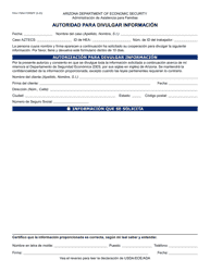 Document preview: Formulario FAA-1765A-S Autoridad Para Divulgar Informacion - Arizona (Spanish)