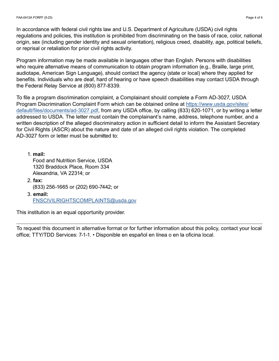 Form FAA-0412A Change Report - Arizona, Page 4