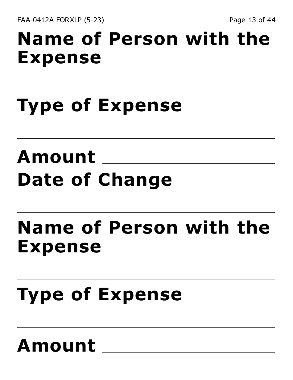Form FAA-0412A-XLP Change Report (Extra Large Print) - Arizona, Page 13