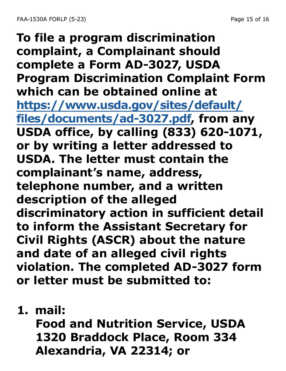 Form FAA-1530-LP Abawd Participation and Referral (Large Print) - Arizona, Page 15