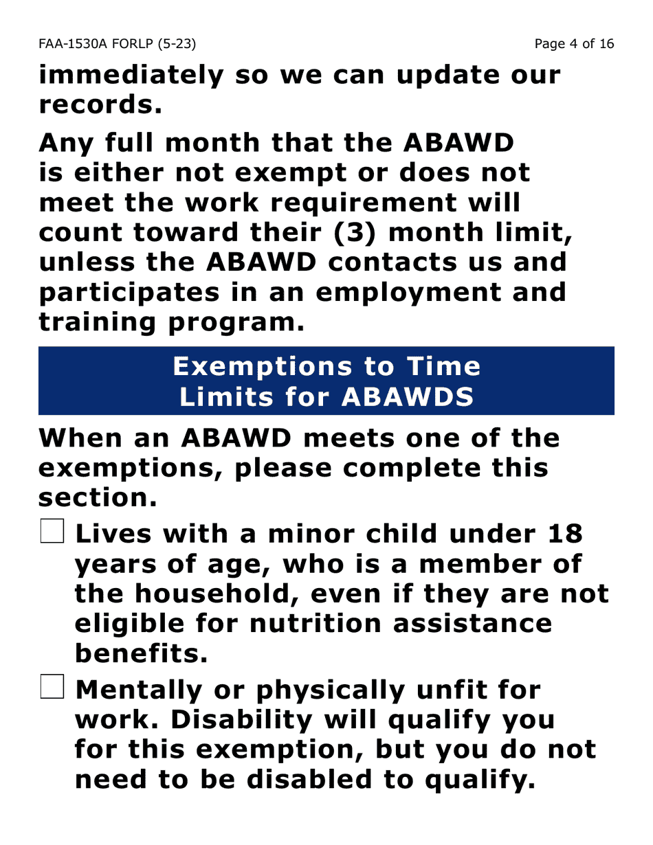 Form FAA-1530-LP Abawd Participation and Referral (Large Print) - Arizona, Page 4